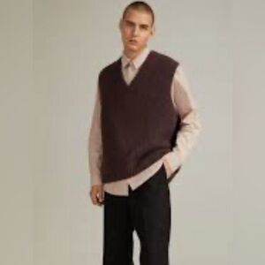 NEW IZOD dark  brown v neck ribbed sweater vest size XL
